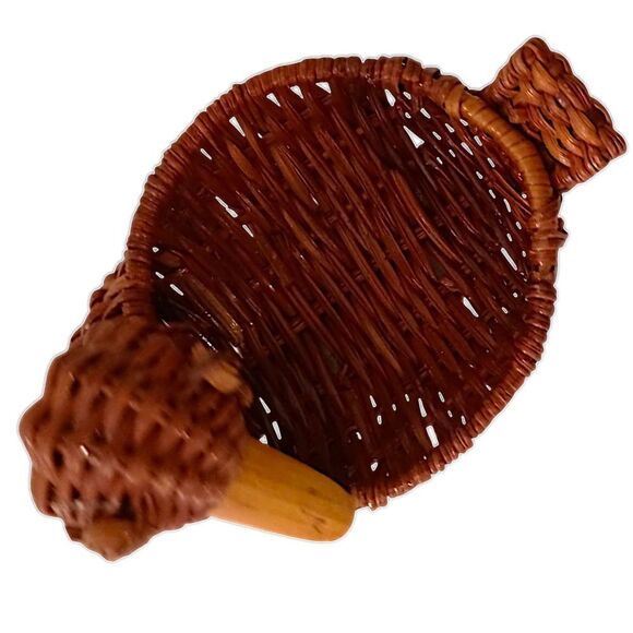 MINI Duck Shaped Wicker Basket Woven Rattan Vintage MCM Brown Wooden Beak Boho. - Picture 5 of 16